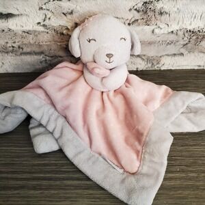 Carter's Gray Dog Hugging Pink Lovey Thick Fleece Baby Security Blanket 13" 2016